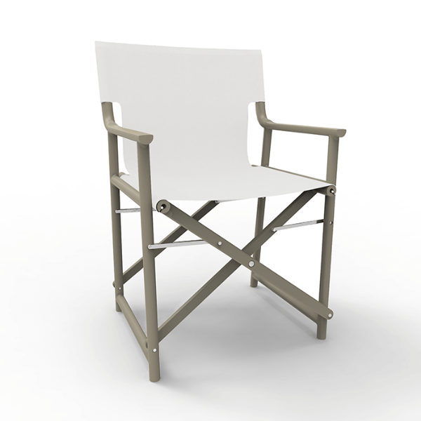 Beige on White  - Boss Sling Folding Chair with Commercial Polypropylene Frame - 11 lbs.