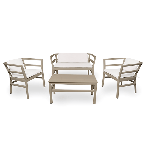 Sand  - Click-Clack Cushion Conversational Set with Polypropylene Frame