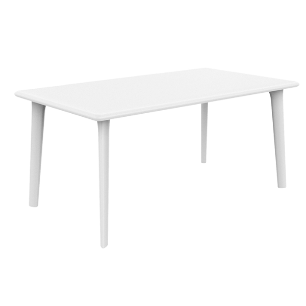 White - 35.4” x 63” Rectangle Dessa Polypropylene Patio Table
