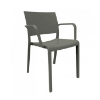 Dark Grey - Fiona New Stacking Polypropylene Dining Arm Chair - 11 lbs.