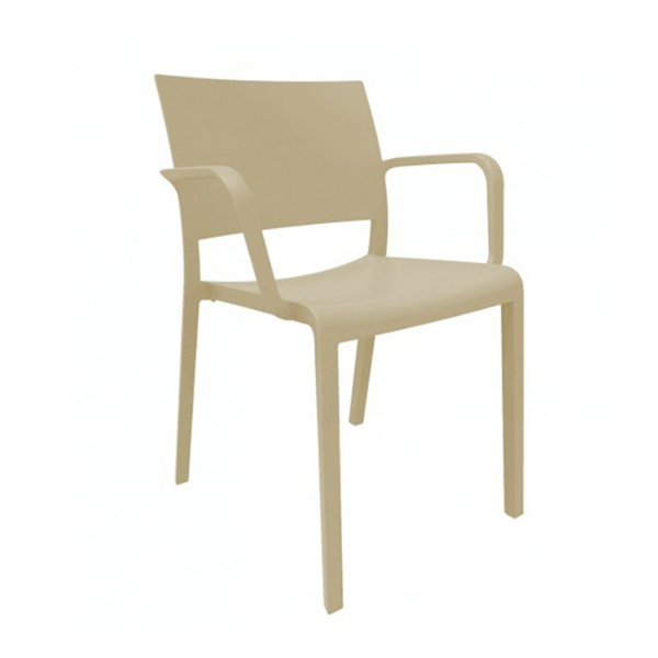 Sand - Fiona New Stacking Polypropylene Dining Arm Chair - 11 lbs.