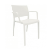 White - Fiona New Stacking Polypropylene Dining Arm Chair - 11 lbs.