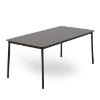 Black - Rectangle Hub HPL Top Outdoor Dining Table with Adjustable Feet and Epoxy Steel Legs, 35.4” x 59” or 35.4” x 70.9”