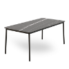 Black Marble - Rectangle Hub HPL Top Outdoor Dining Table with Adjustable Feet and Epoxy Steel Legs, 35.4” x 59” or 35.4” x 70.9”