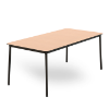 Natural Oak - Rectangle Hub HPL Top Outdoor Dining Table with Adjustable Feet and Epoxy Steel Legs, 35.4” x 59” or 35.4” x 70.9”