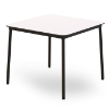 White - Square Hub HPL Top Outdoor Dining Table with Adjustable Feet and Epoxy Steel Legs, 31.5” or 35.4”