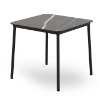 Black Marble - Square Hub HPL Top Outdoor Dining Table with Adjustable Feet and Epoxy Steel Legs, 31.5” or 35.4”