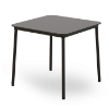 Black - Square Hub HPL Top Outdoor Dining Table with Adjustable Feet and Epoxy Steel Legs, 31.5” or 35.4”