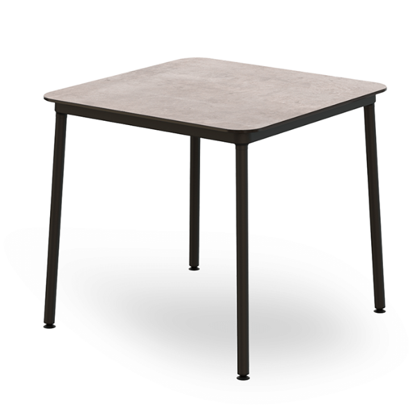 Concrete - Square Hub HPL Top Outdoor Dining Table with Adjustable Feet and Epoxy Steel Legs, 31.5” or 35.4”