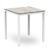 Washed Wood_White - 27.6” Square Barcino Compact HPL Dining Table with Anodized Aluminum Frame - 17.4 lbs.