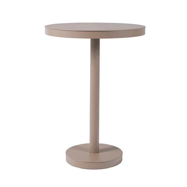 Sand  - 23.6” Round Barcino Anodised Aluminum Bar Table with Pedestal Base - 30.9 lbs.