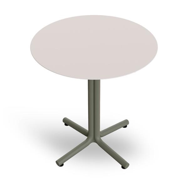 Green Grey_White - 27.6” Round Bini Polypropylene Dining Table with HPL Top - 16.2 lbs. 