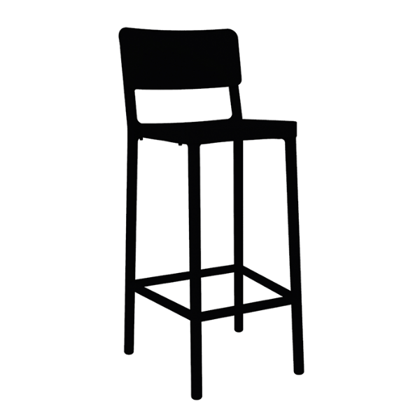 Black - Lisboa Alto Polypropylene Armless Bar Stool 9 lbs. 