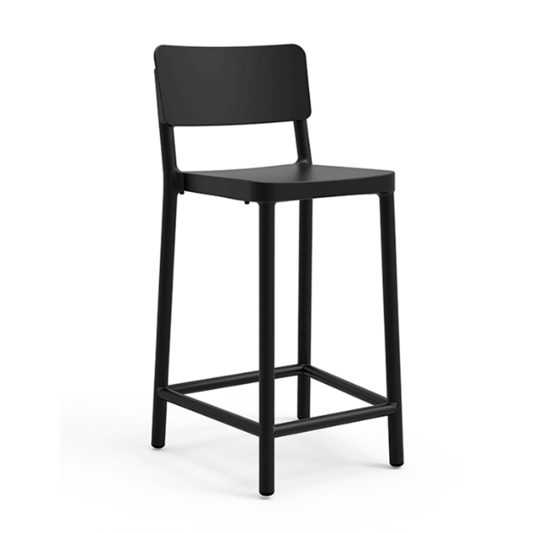 Black - Lisboa Medio Polypropylene Counter Armless Chair - 8.4 lbs.