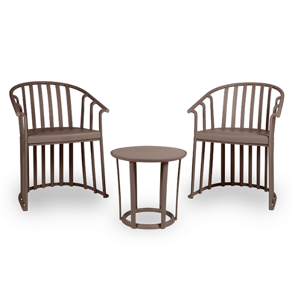 Chocolate - Raff Outdoor Conversational Set with Polypropylene Frame