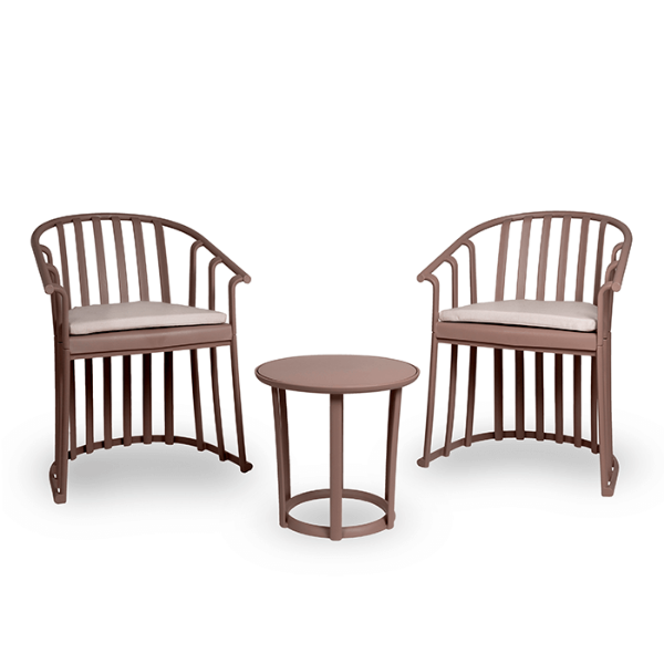 Chocolate - Raff Outdoor Conversational Cushion Set with Polypropylene Frame