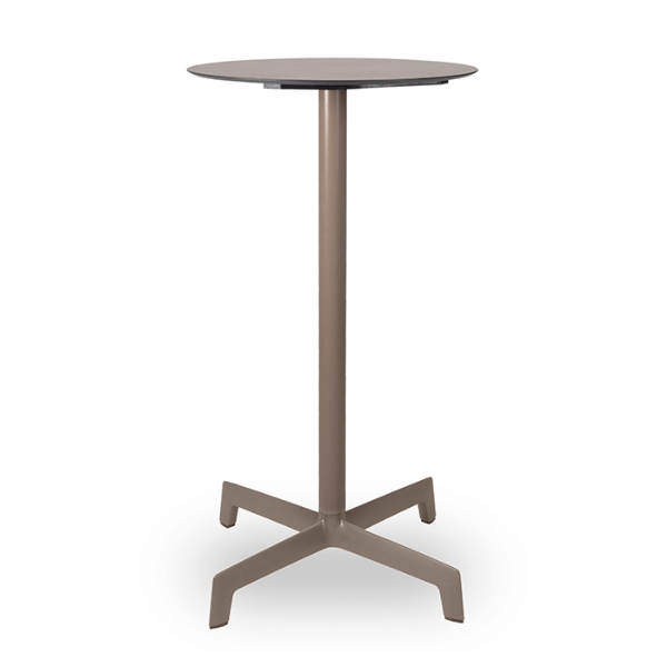 Chocolate - 23.6” Round Sputnik Alto Bar Table with HPL Top and Polyamide X Base - 23.1 lbs.