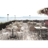 27.6” Round Toledo Air Patio Dining Table with HPL Top and Painted Aluminum X Base - 19.7 lbs.