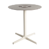 Ivory - 27.6” Round Toledo Air Patio Dining Table with HPL Top and Painted Aluminum X Base - 19.7 lbs.