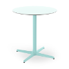 Light Blue - 27.6” Round Toledo Dining Patio Table with HPL Top and Painted Aluminum X Base - 19.7 lbs.