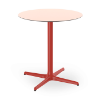 Light Red_Red - 27.6” Round Toledo Dining Patio Table with HPL Top and Painted Aluminum X Base - 19.7 lbs.
