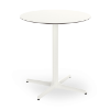White - 27.6” Round Toledo Dining Patio Table with HPL Top and Painted Aluminum X Base - 19.7 lbs.