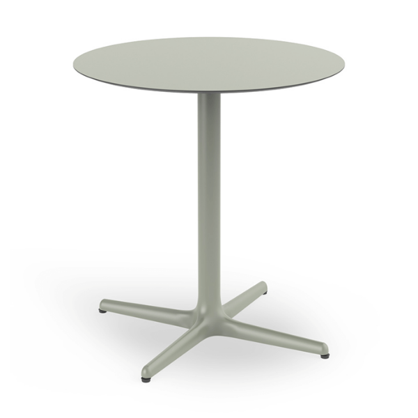 Green Grey - 27.6” Round Toledo Dining Patio Table with HPL Top and Painted Aluminum X Base - 19.7 lbs.