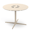 Ivory - Round Toledo Air XL Dining Patio Table with HPL Top and Painted Aluminum X Base, 35.4” or 39.4”