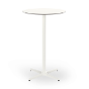 White - 27.6” Round Toledo Alto Bar Table with HPL Top and Painted Aluminum X Base - 20.7 lbs.