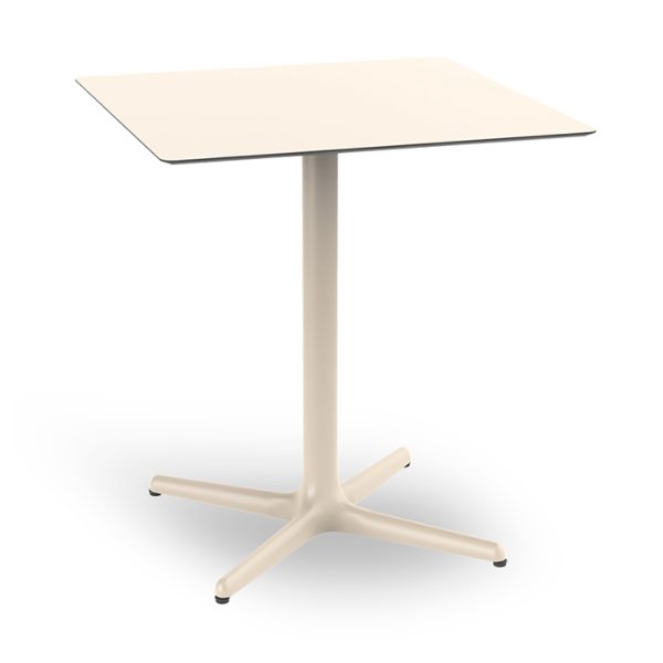 Ivory - 27.6” Square Toledo Dining Patio Table with HPL Top and Painted Aluminum X Base - 25 lbs.