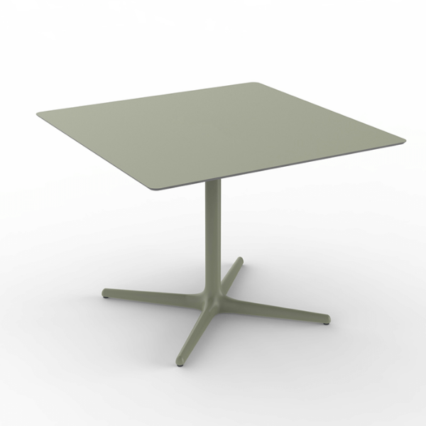 Green Grey - Square Toledo XL Dining Patio Table with HPL Top and Painted Aluminum X Base, 35.4” or 39.4”