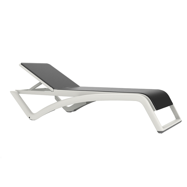 White_Grey-Black - Sky Club Stacking Polypropylene Sling Chaise Lounge - 30.2 lbs. 