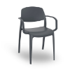 Dark Grey - Smart Stacking Polypropylene Outdoor Dining Armchair - 10 lbs.