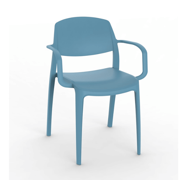 Retro Blue - Smart Stacking Polypropylene Outdoor Dining Armchair - 10 lbs.
