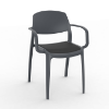 Dark Grey - Smart Polypropylene Outdoor Dining Chair with Arms and Upholstered Seat Pad - 10 lbs.