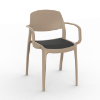 Sand - Smart Polypropylene Outdoor Dining Chair with Arms and Upholstered Seat Pad - 10 lbs.
