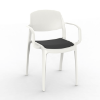 White - Smart Polypropylene Outdoor Dining Chair with Arms and Upholstered Seat Pad - 10 lbs.