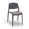 Coal_Sand - White  - Smart Polypropylene Outdoor Dining Chair with Upholstered Seat Pad - 10.6 lbs