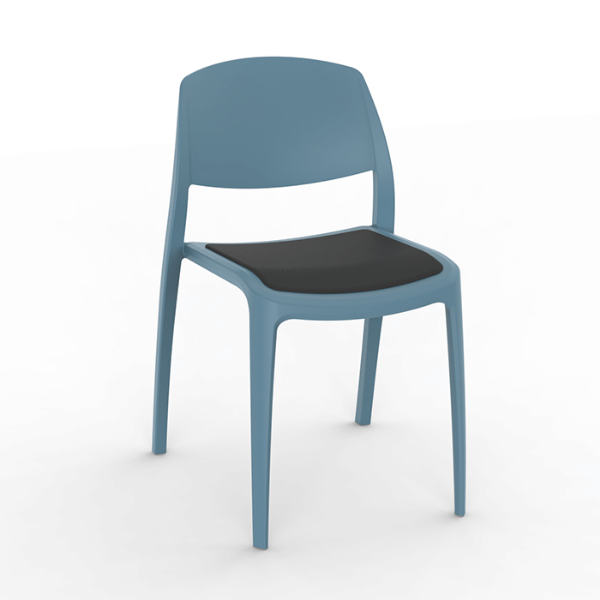 Retro Blue - Smart Polypropylene Outdoor Dining Chair with Upholstered Seat Pad - 10.6 lbs.
