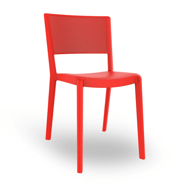 Red  - Spot Stacking Polypropylene Dining Armless Chair - 6.2 lbs.