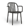 Black - Sue Stacking Polypropylene Dining Chair with Arms - 9.3 lbs.
