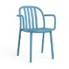 Retro Blue - Sue Stacking Polypropylene Dining Chair with Arms - 9.3 lbs.