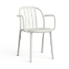 White - Sue Stacking Polypropylene Dining Chair with Arms - 9.3 lbs.