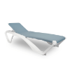 White_Atlantic Blue - Marina Club Stacking Polypropylene Sling Chaise Lounge - 23.5 lbs.