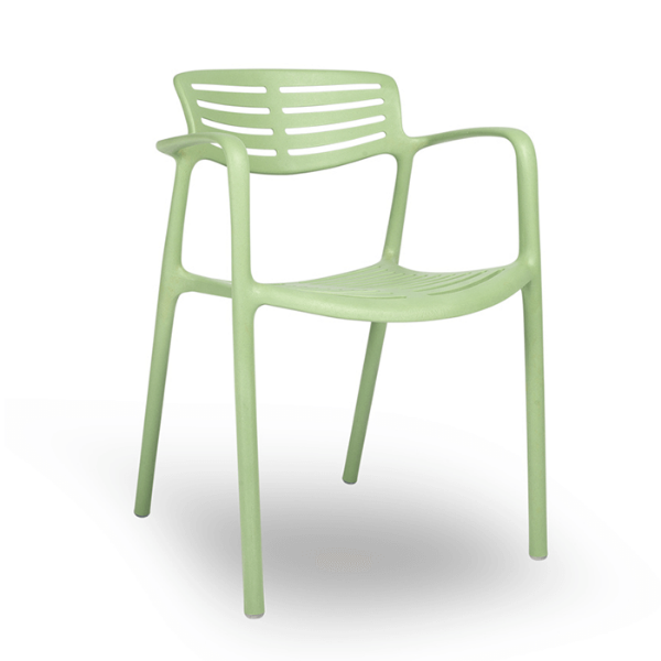 Green Water - Toledo Air Green Stacking Polypropylene Commercial Outdoor Dining Chair - 8.6 lbs.