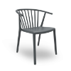 Dark Grey - Woody Stacking Polypropylene Commercial Dining Arm Chair - 9.3 lbs.