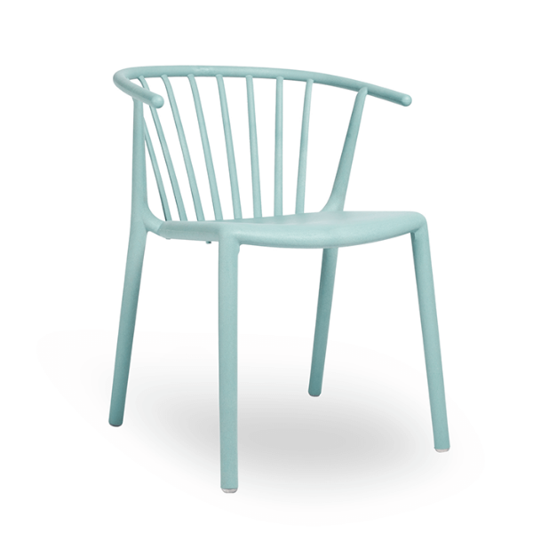 Blue Air - Woody Green Stacking Recycled Polypropylene Dining Chair with Arms - 10.2 lbs. 