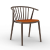 Dark Grey_Orange - Woody Polypropylene Commercial Dining Arm Chair with Upholstered Seat Pad - 10.8 lbs.