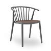 Dark Grey_Coal - Woody Polypropylene Commercial Dining Arm Chair with Upholstered Seat Pad - 10.8 lbs.