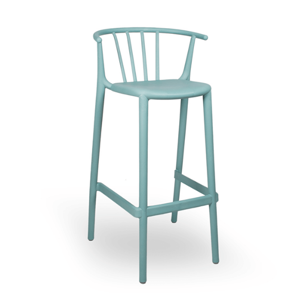 Blue Air - Woody High Green Stacking Recycled Polypropylene Outdoor Barstool - 12.7 lbs.
